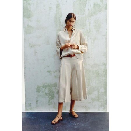 ZARA 셀럽픽 벨트 린넨 롱 버뮤다 팬츠